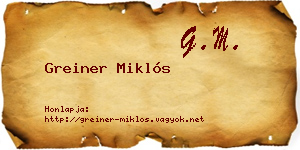 Greiner Miklós névjegykártya